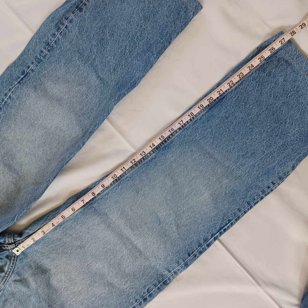 Zara Jeans Wide Leg Rigid Denim 100% Cotton Highrise Light Wash Size 6 29x27.5 - Picture 11 of 11